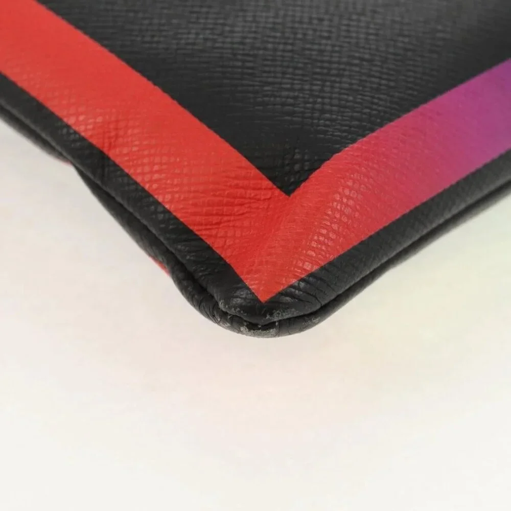 LOUIS VUITTON taiga rainbow Chain Pochette A4 Bag Black M30347 LV Auth 157880M - Picture 4 of 16